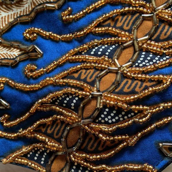 Vintage 80s beaded sleeveless black satin fancy VEST jacket L - Picture 6 of 16